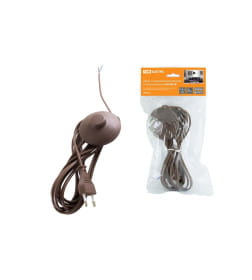 Шнур с ножным выключателем и плоской вилкой ШУН01В ШВВП 2х0,75 мм2 3,5 м (коричневый) "ЭКО" TDM SQ1305-0066