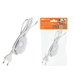 Шнур с плоской вилкой и светорегулятором ШУ05С1 (200Вт, RL) ШВВП 2х0,75 мм2 2 м (белый) TDM SQ1305-0051