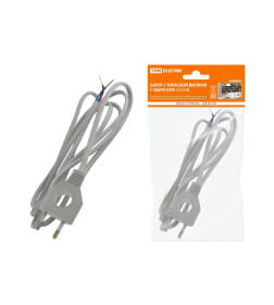 Шнур с плоской вилкой с вырезом ШУ04 ШВВП 2х0,75 мм2 1,7 м (серебристый металлик) TDM SQ1305-0035