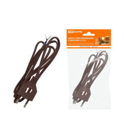 Шнур с плоской вилкой с вырезом ШУ04 ШВВП 2х0,75 мм2 1,7 м (коричневый) "ЭКО" TDM SQ1305-0036