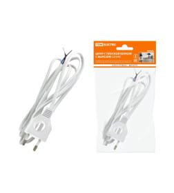 Шнур с плоской вилкой с вырезом ШУ04 ШВВП 2х0,75 мм2 1,7 м (белый) TDM SQ1305-0031