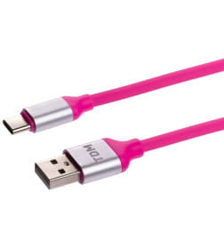 Дата-кабель USB - USB Type-C, 1 м, силиконовая оплетка (розовый) TDM ДК 20 SQ1810-0320