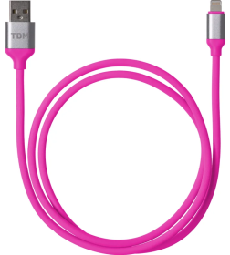 Дата-кабель USB - Lightning, 1 м, силиконовая оплетка (розовый) TDM ДК 21 SQ1810-0321