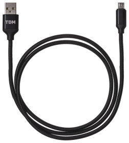 Дата-кабель USB - micro USB, 1 м, тканевая оплетка (черный) TDM ДК 7 SQ1810-0307