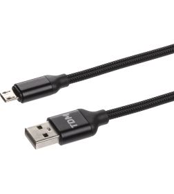 Дата-кабель USB - micro USB, 1 м, тканевая оплетка (черный) TDM ДК 7 SQ1810-0307