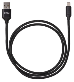 Дата-кабель USB - Lightning, 1 м, тканевая оплетка (черный) TDM ДК 9 SQ1810-0309