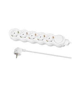 Удлинитель 5 гнезд, 3 м, с/з, с выключателем, с з/ш, ПВС 3х1 мм2, 16 А, 250 В, 3500 Вт TDM "Люкс" SQ1303-4051