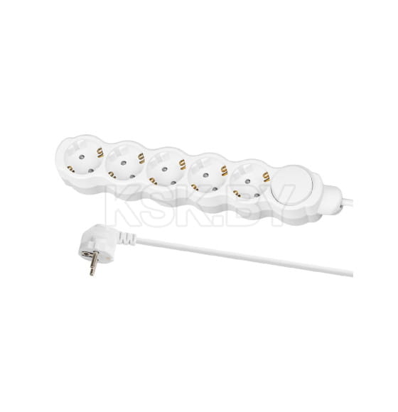 Удлинитель 5 гнезд, 3 м, с/з, с выключателем, с з/ш, ПВС 3х1 мм2, 16 А, 250 В, 3500 Вт TDM "Люкс" SQ1303-4051 (SQ1303-4051) 