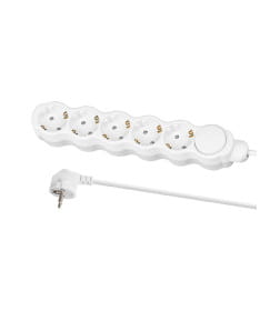 Удлинитель 5 гнезд, 7 м, с/з, с выключателем, с з/ш, ПВС 3х1,5 мм2, 16 А, 250 В, 3700 Вт TDM "Люкс" SQ1303-4077