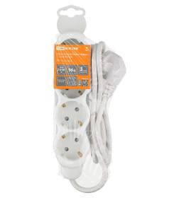 Удлинитель 4 гнезда, 5 м, с/з, с з/ш, ПВС 3х1 мм2, 16 А, 250 В, 3500 Вт TDM "Люкс" SQ1303-4032