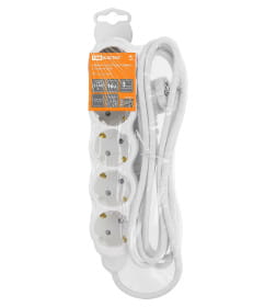 Удлинитель 5 гнезд, 2 м, с/з, с з/ш, ПВС 3х1 мм2, 16 А, 250 В, 3500 Вт TDM "Люкс" SQ1303-4035