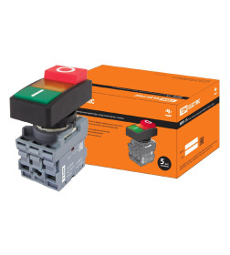 Кнопка двойная MPD13-11Y зеленая/красная-выступающая LED 22 мм/220В (I/O) линза желтая TDM SQ0747-0037