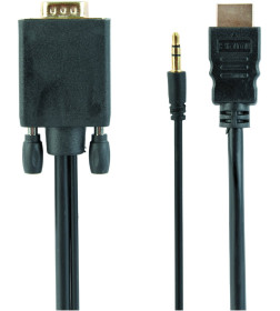 Кабель HDMI-VGA с 3.5 Jack 1,8 м (черный) Cablexpert A-HDMI-VGA-03-6