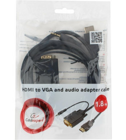 Кабель HDMI-VGA с 3.5 Jack 1,8 м (черный) Cablexpert A-HDMI-VGA-03-6