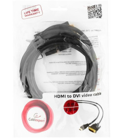Кабель HDMI-DVI single link 1.8 м позолоченные разъемы (черный) Cablexpert CC-HDMI-DVI-6