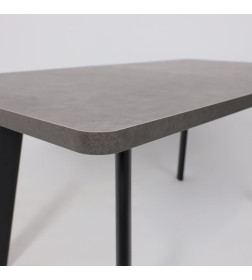 Стол LEON LUX RADIAL-160, раздвижной 160(205)х90, Дымчатая керамика/Чёрный