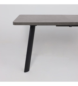 Стол LEON LUX RADIAL-160, раздвижной 160(205)х90, Дымчатая керамика/Чёрный
