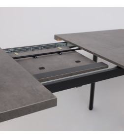 Стол LEON LUX RADIAL-160, раздвижной 160(205)х90, Дымчатая керамика/Чёрный