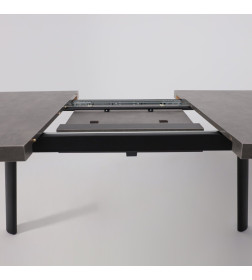 Стол LEON LUX RADIAL-160, раздвижной 160(205)х90, Дымчатая керамика/Чёрный