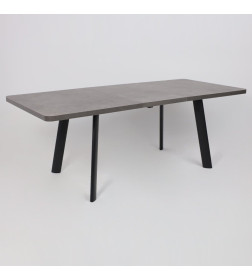 Стол LEON LUX RADIAL-160, раздвижной 160(205)х90, Дымчатая керамика/Чёрный