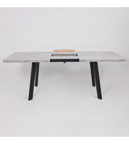 Стол LEON LUX RADIAL-160, раздвижной 160(205)х90, Серый сланец/Чёрный