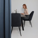 Стол LEON LUX RADIAL-180, раздвижной 180(240)х95, Дымчатая керамика/Чёрный (123615) 