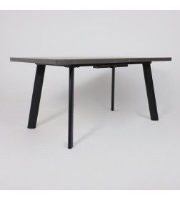 Стол LEON LUX RADIAL-180, раздвижной 180(240)х95, Дымчатая керамика/Чёрный