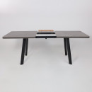 Стол LEON LUX RADIAL-180, раздвижной 180(240)х95, Дымчатая керамика/Чёрный (123615) 