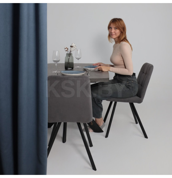 Стол LEONEL-130, раздвижной 130(165)х85, Дымчатая керамика/Черный (123624) 