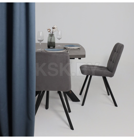 Стол LEONEL-130, раздвижной 130(165)х85, Дымчатая керамика/Черный (123624) 