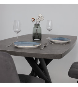 Стол LEONEL-130, раздвижной 130(165)х85, Дымчатая керамика/Черный