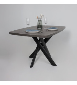 Стол LEONEL-130, раздвижной 130(165)х85, Дымчатая керамика/Черный