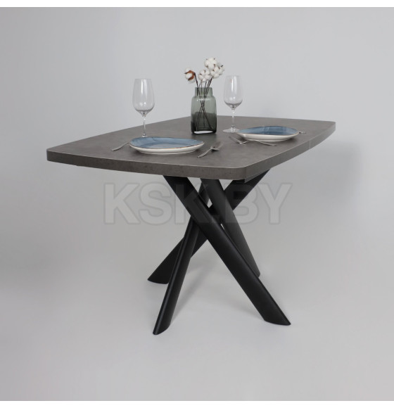 Стол LEONEL-130, раздвижной 130(165)х85, Дымчатая керамика/Черный (123624) 