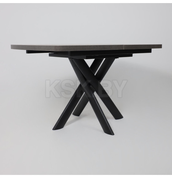 Стол LEONEL-130, раздвижной 130(165)х85, Дымчатая керамика/Черный (123624) 