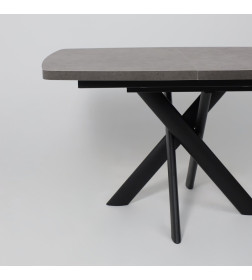 Стол LEONEL-130, раздвижной 130(165)х85, Дымчатая керамика/Черный