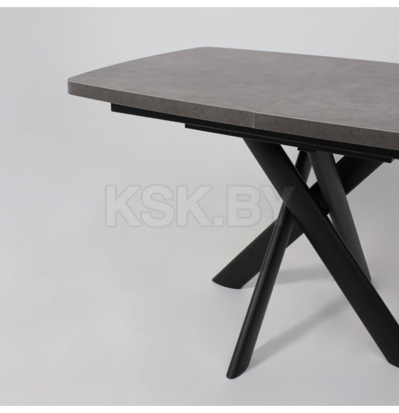 Стол LEONEL-130, раздвижной 130(165)х85, Дымчатая керамика/Черный (123624) 