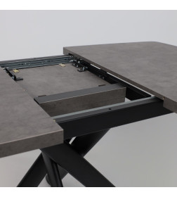 Стол LEONEL-130, раздвижной 130(165)х85, Дымчатая керамика/Черный