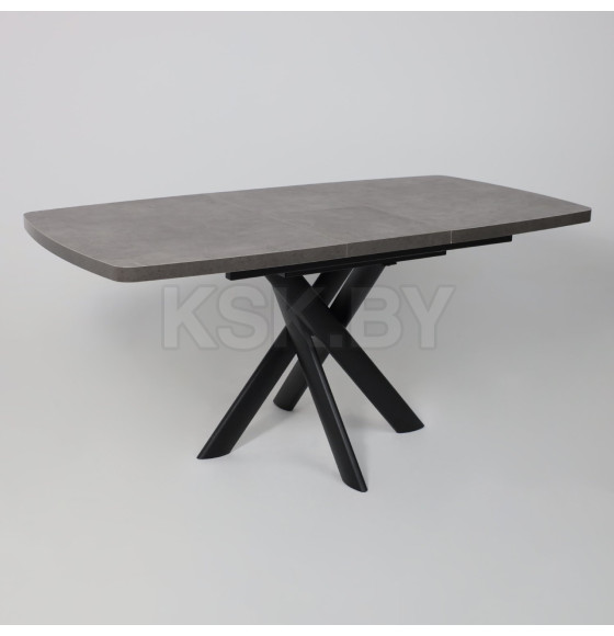 Стол LEONEL-130, раздвижной 130(165)х85, Дымчатая керамика/Черный (123624) 