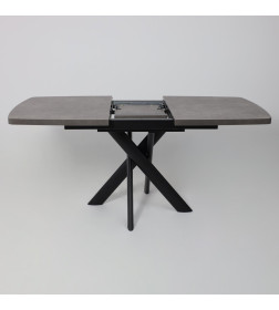 Стол LEONEL-130, раздвижной 130(165)х85, Дымчатая керамика/Черный