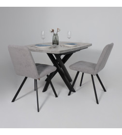 Стол LEONEL-130, раздвижной 130(165)х85, Серый сланец/Черный