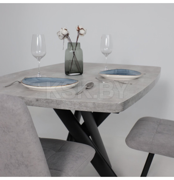 Стол LEONEL-130, раздвижной 130(165)х85, Серый сланец/Черный (123626) 