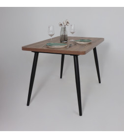 Стол BORG RADIAL-120, раздвижной 120(160)х80, Дуб Веллингтон/Чёрный