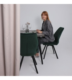 Стол BORG RADIAL-120, раздвижной 120(160)х80, Дымчатая керамика/Чёрный