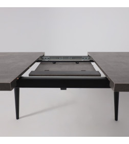 Стол BORG RADIAL-120, раздвижной 120(160)х80, Дымчатая керамика/Чёрный