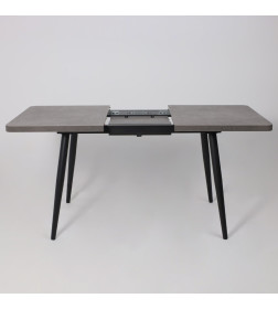 Стол BORG RADIAL-120, раздвижной 120(160)х80, Дымчатая керамика/Чёрный