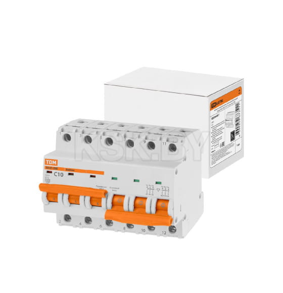 Выключатель автоматический с механической блокировкой (байпас) ВА47-29Б 3Р+3Р 10А 4,5кА х-ка C TDM SQ0206-0417 (SQ0206-0417) 