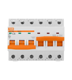 Выключатель автоматический с механической блокировкой (байпас) ВА47-29Б 3Р+3Р 6А 4,5кА х-ка C TDM SQ0206-0416