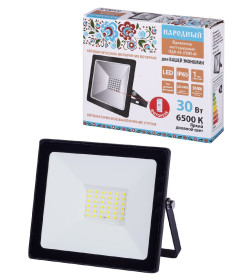 Прожектор светодиодный СДО-04-030Н-Ф (с фотореле) 30 Вт, 6500 К, IP65, черный, TDM Народный SQ0336-0233
