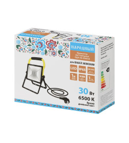 Прожектор светодиодный СДО-04-030Н-П (переносной) 30 Вт, 6500 К, IP65, черный, TDM Народный SQ0336-0200