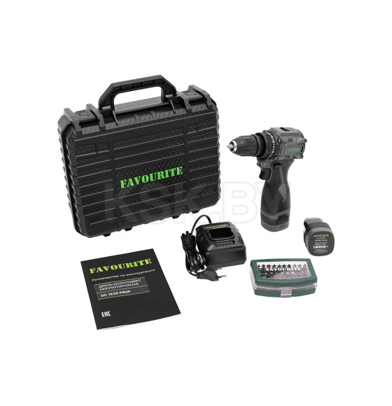 Дрель-шуруповёрт аккумуляторная DC 1620 PROF Li-ion, 16.8В, 2Ач, 0-450/0-1450об/мин FAVOURITE